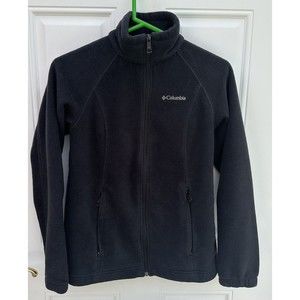 Columbia Sz S Women's Fleece Jacket Black Full Zip Activewear Warm Cozy